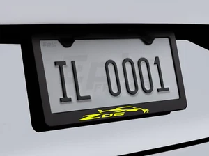 Yellow Z06 C8 Corvette Black Metal License Plate Frame W/ Screws & Caps - Bild 1 von 1