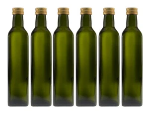 12 x 500 ml leere Glasflaschen Eckig Maraska Likörflaschen 500 ml Grün SILBER  - Bild 1 von 1