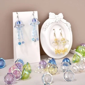 10pcs Multi-Petal Flower Bead Caps Transparent Keychain Pendant Earring Jewelry - Picture 1 of 16