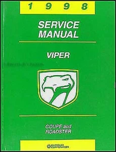 1998 Viper Servizio Manuale Originale Dodge Riparazione Shop RT10 Coupe Roadster - Foto 1 di 2