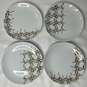 Nate Berkus Small Plates (4) Salad/Dessert White With Gold Accents - Picture 1 of 14