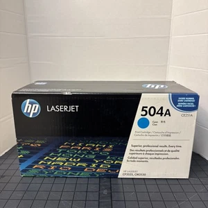 Genuine OEM HP 504A Cyan Toner Cartridge CE251A for LaserJet CP3525, CM3530 NEW! - Afbeelding 1 van 9
