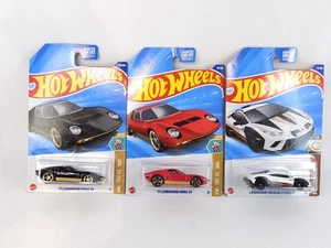 Hot Wheels Lamborghini Juego de 3 Coches Miura SV y Huracan Sterrato Safari 1:64 - Imagen 1 de 24