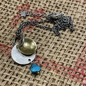 Silpada Sterling Silver Brass with Turquoise Bead Adjustable Necklace N1835 925 - Picture 1 of 11