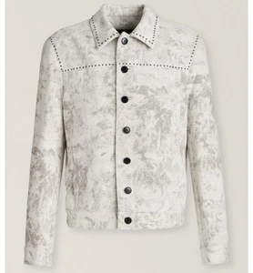 John Varvatos Mens Limited Edition Cardin Trucker Jacket 52 Beige White BNWOT - Picture 1 of 4