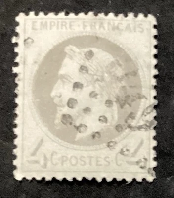 Vintage French Stamp Yvert 27 Napoleon III Empire Lauré 4c Gray VF Used 1864 BC - Image 1 of 2