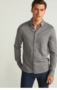 J Lindeberg Marlon Jersey Structure Shirt Mens Large Button Down Long Sleeve New - Picture 1 of 13