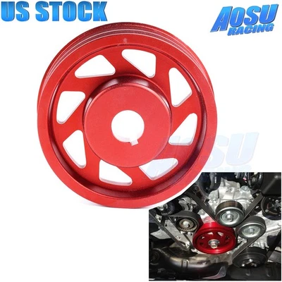 Lightweight Crank Pulley Red Billet Aluminum For Subaru Forester Impreza WRX STI - Image 1 of 4