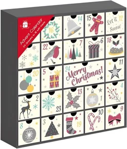 Calendario de Adviento de Navidad con 24 cajones para llenar añade tus propios regalos golosinas - Imagen 1 de 3