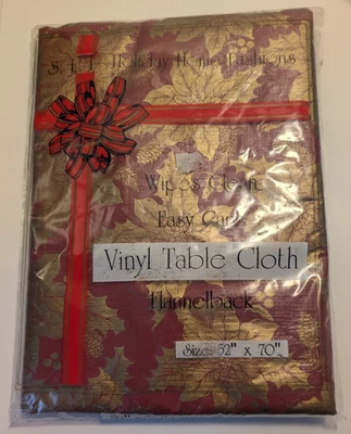 S.L.I. Mantel de vinilo Holiday Home Fashions oro rojo 52"x70" rectángulo oblongo Foto 1 de 4