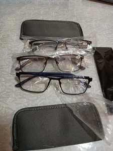 Reading Glasses Mens Womens 3 Pack Metal Frame Readers Eyeglasses Spring Hinge - Picture 1 of 7