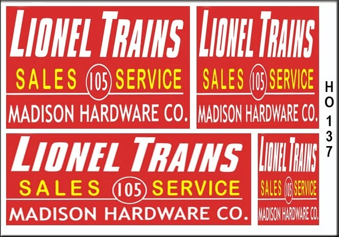 WEATHERED HO SCALE LIONEL TRAINS STORE BUILDING  SIGNS EASY PEEL STICK HO137 - Image 1 of 1