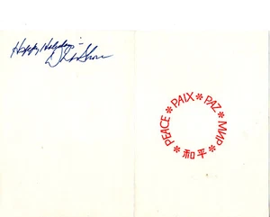 DINAH SHORE SIGNIERTE GRUSSKARTE "FRIEDEN" Botschaft - Bild 1 von 2