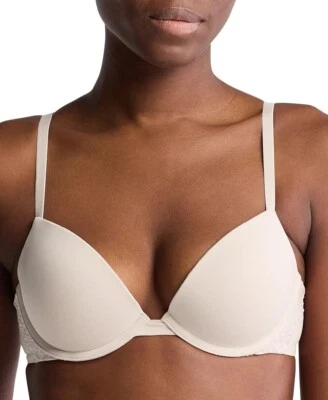 Calvin Klein CEDAR Lace-Trim Push-up Plunge Bra, US 36A, UK 36A - Image 1 of 4
