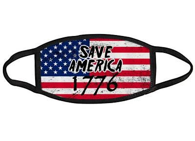 Save America 1776 USA flag fabric face mask OSFM Adults & Kids - Image 1 of 2