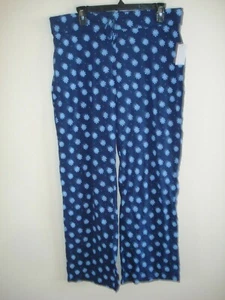 Ladies Juniors Pajama Pants Blue Floral Size Medium 100% cotton New - Picture 1 of 2