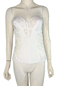 Vintage Corset Bridal Strapless Lace White Sexy Sheer Carnival Boning 36C - Picture 1 of 17