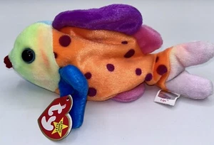 RARE RETIRED 1999 TY BEANIE BABY LIPS THE FISH WITH PE PELLETS/TAG ERRORS - Picture 1 of 9