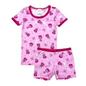 SF93798 Esme Girls Sleepwear 5 6 7 8 10 12 14 Short Sleeve top Boxer shorts Pink - Picture 1 of 9