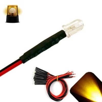 100 x LED Pre wired 12v 5mm Yellow Gold Flashing Blinking Strobe LEDs 12 volt 6v - Image 1 of 2