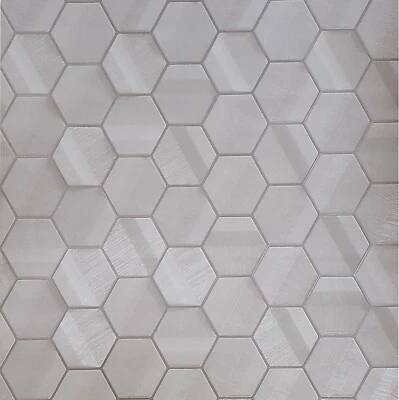Modern Lamborghini Hexagon taupe metallic fabric textured Wallpaper Geometric 3D - Image 1 of 4