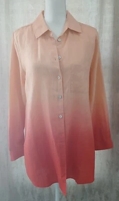 Nuevo con etiquetas Top túnica para mujer Soft Surroundings 100 % lino teñido por inmersión bloques de colores mediano Foto 1 de 4