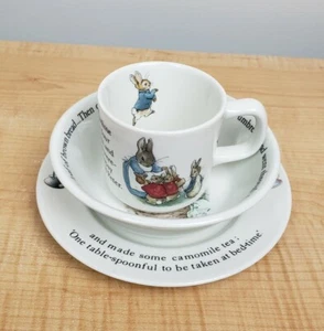 Peter Rabbit Kinderzimmer Kindergeschirr Set Wedgwood Beatrix Potter 3 Teile - Bild 1 von 21