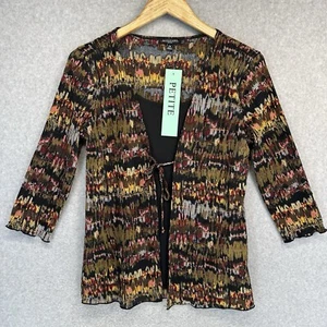 Notations Womens Faux Layered Blouse Size PM Multicolor Lightweight 3/4 Sleeve - Picture 1 of 17