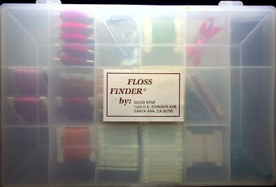 FLOSS FINDER STORAGE CASE WITH EMBROIDERY FLOSS & ACCESSORIES VINTAGE USED - Image 1 of 4