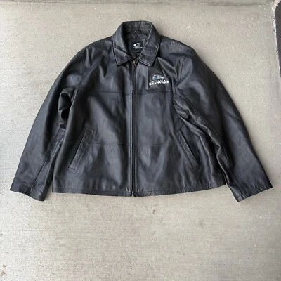 Chaqueta de cuero vintage Carl Banks G III NFL Seattle Seahawks para hombre negra XXL Foto 1 de 4
