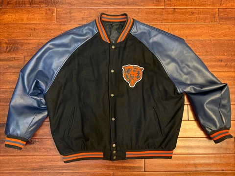 Chicago Bears NFL Game Day Leather Jacket Men’s XXL 2XL Football Bomber Cover