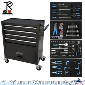 4 Drawers Rooling Tool Chest Steel Tool Storage Cabinet Tool Cart with Tool Sets - Picture 1 of 15