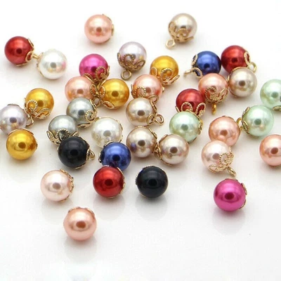 10x Faux Pearl Beads Button For Doll Kids Wedding Dress Costume Sewing DIY Decor - Image 1 of 4