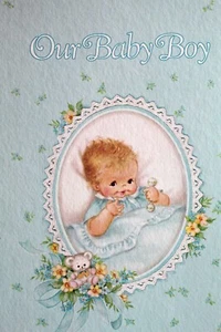 Unser Baby Junge Vintage 70er leeres Babybuch alter Laden Einsteckpapier mit losen Seiten - Bild 1 von 7