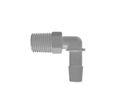 Eldon James Gray Kynar Elbow 1/4″ NPT x 3/8″ ID - Image 1 of 2