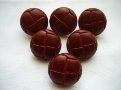 CHESTNUT BROWN LEATHER EFFECT FOOTBALL STYL E 20 mm BUTTONS x 6  FREE P&P - Image 1 of 3