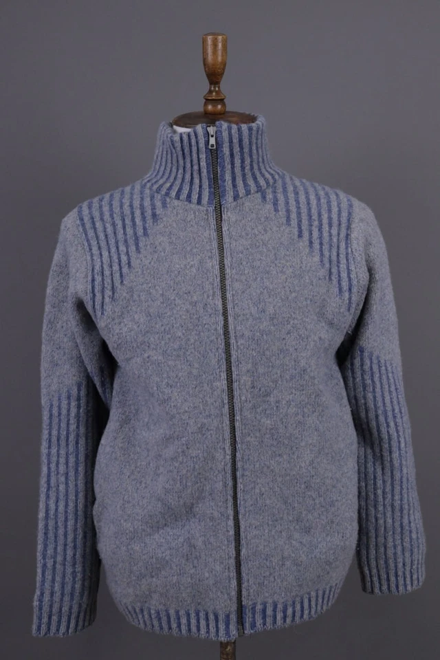 Chaqueta Suéter Vintage Johnson Of Elgin Escocia Rayas Lana Cremallera Talla S Foto 1 de 4