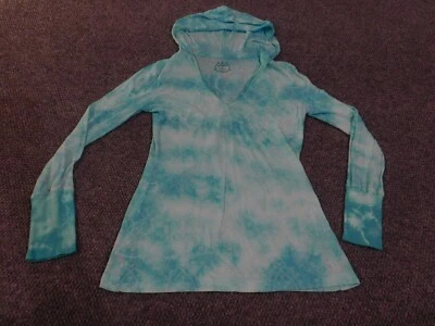 Prana Sudadera con Capucha Mujer Verde Medio Jersey Ligero Cuello en V Geométrico Foto 1 de 4