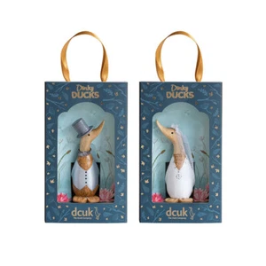 DCUK Set of Two Mr and Mrs Wooden Dinky Ducks Unique Wedding Gift Boxed Idea - Picture 1 of 1