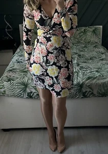 French Connection Floral Long Sleeve Mini Dress Size XS - Picture 1 of 7