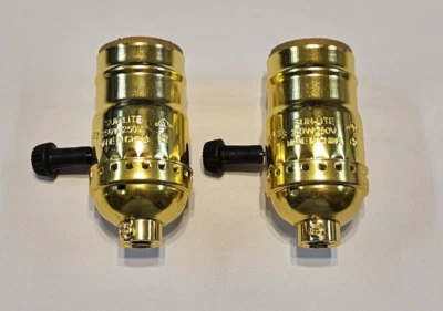 2 PACK - 3-Way Turn Knob Lamp Sockets Brass Plated For 3-Way Bulb 30606JQ - Image 1 of 4