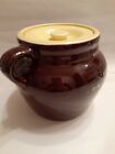 Hall Beanpot With Lid, Brown & Yellow 6" Ceramic Pot