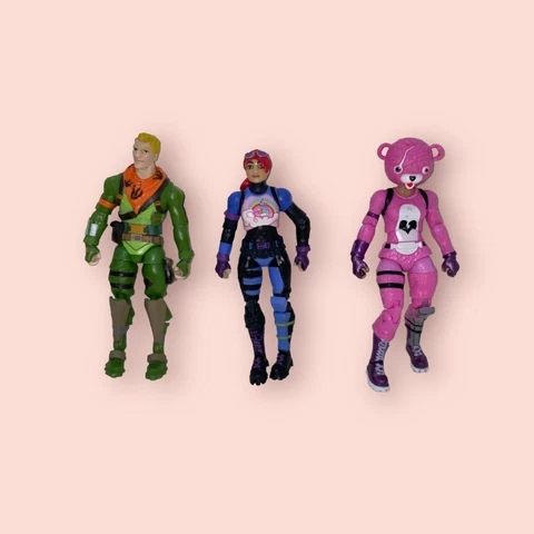 Lot of 3 Fortnite 4 Inch Action Figures Cuddle Team Leader, Rex, Brite Bomber Cover