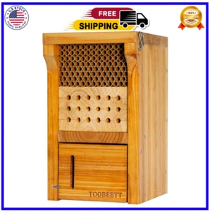 Mason Bee House Wax Coated Mason Bee Hive Wooden Insect Hotel Carpenter Bee Hous - Picture 1 of 7