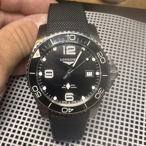 21mm Strap BLACK Caoutchouc Vulcanized rubber LONGINES HydroConquest Watch - Picture 1 of 13