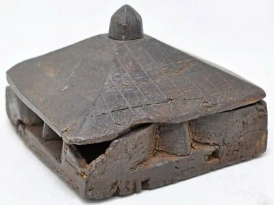 Antigua caja de especias de utensilios de cocina de madera original tallada a mano Foto 1 de 4