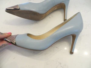 L.K. Bennett Blue and snake print leather heels sz 37.5 - Picture 1 of 10