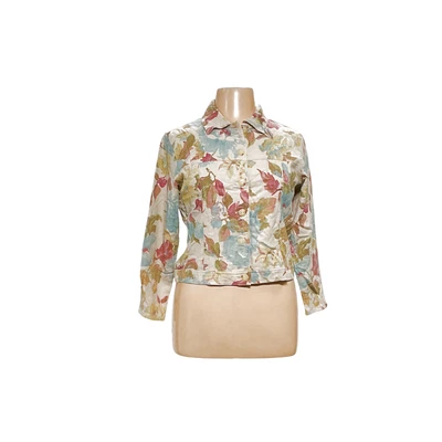 Chaqueta floral de lino beige Coldwater Creek - PL para mujer Foto 1 de 4