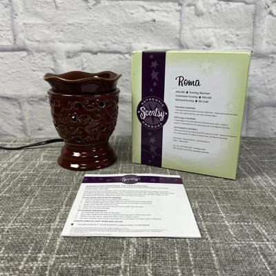 Scentsy Wax Warmer Roma Burgundy Red Embossed Floral Swirl Full Size Warmer New - Image 1 of 4