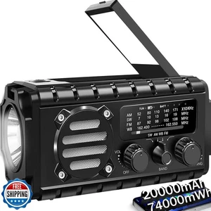 20000mah Handkurbel Notfallradio, SW/NOAA/AM/FM Wetterradio, Solar Power - Bild 1 von 5